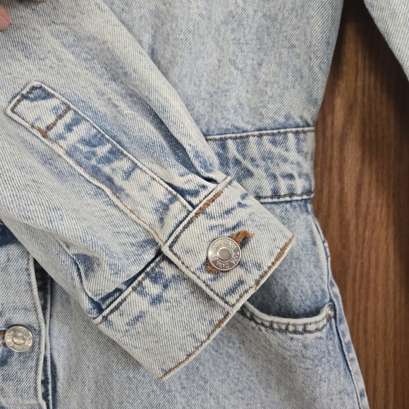 Zara Light Blue Denim Button Dawn Mini Dress Size SMALL - Picture 6 of 13